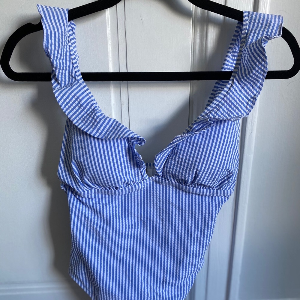 J.Crew v-neck seersucker one piece swimsuit